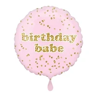 INFLATED Glitter 'Birthday Babe' Round Foil Balloon 18in