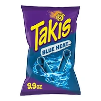 Takis Blue Heat Rolled Tortilla Chips, Hot Chili Pepper Artificially Flavored, 9.9oz Bag