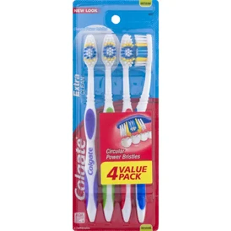 colgate® extra clean™ toothbrush 4-pack medium bristles