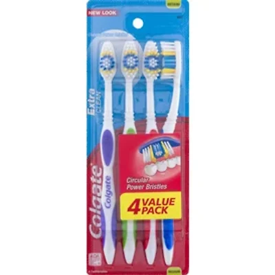 colgate® extra clean™ toothbrush 4-pack medium bristles