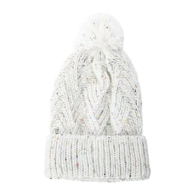 Fleck Yarn Knit Pom Beanie Hat