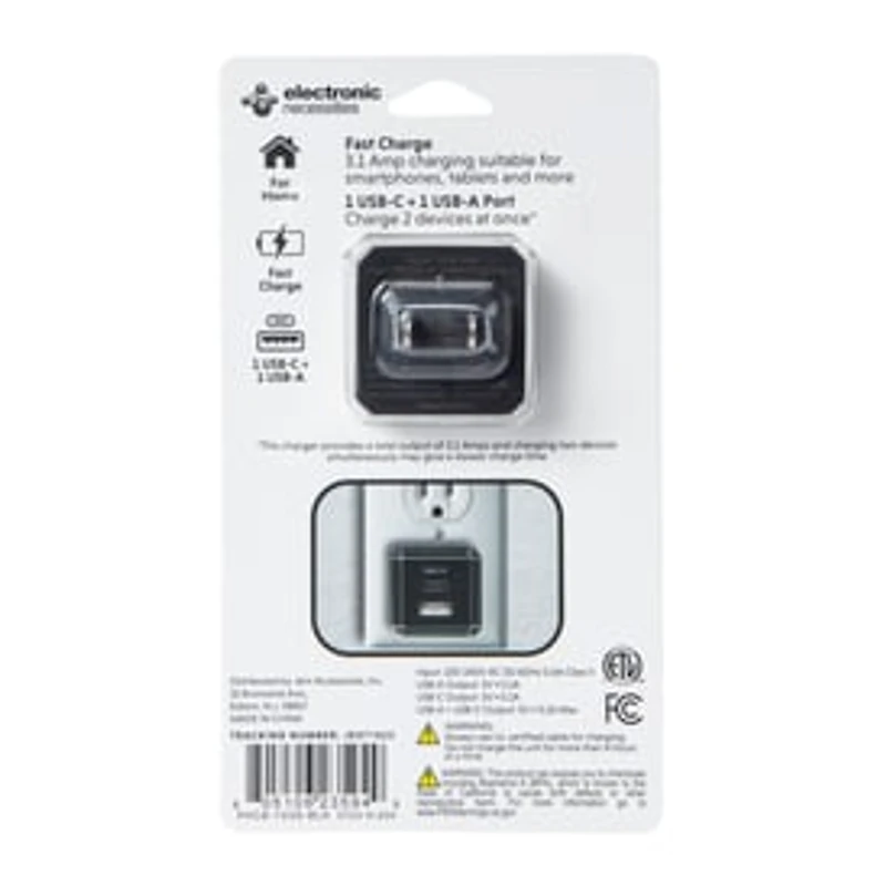 USB-A & USB-C Dual Wall Charger 3.1 Amp
