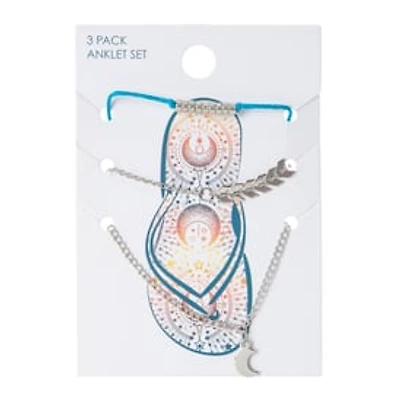 3-Count Anklet Jewelry Set