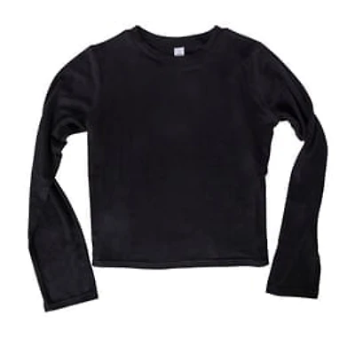 Juniors Black Flowy Cropped Long-Sleeve Tee