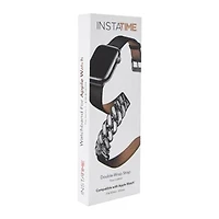 Faux Leather & Chain Double Wrap Strap For Apple Watch®
