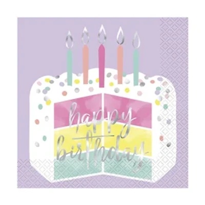 Happy Birthday' Pastel Paper Napkins 16-Count