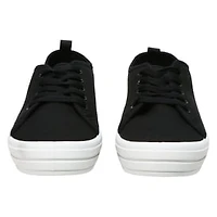 Ladies Black Tonal Lace-Up Sneakers