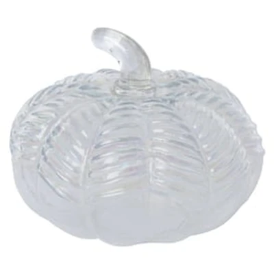 Etched Glass Pumpkin Decoration 6in