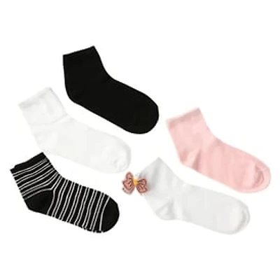 Ladies Ankle Socks With Embroidered Patch 5-Pack