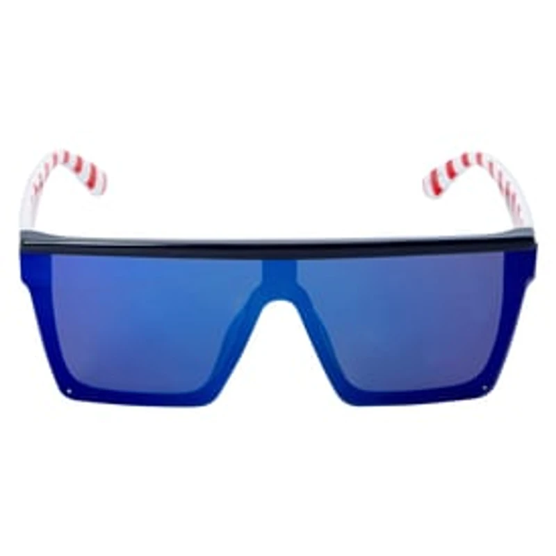 Ladies Oversized Flat-Top Shield Sunglasses