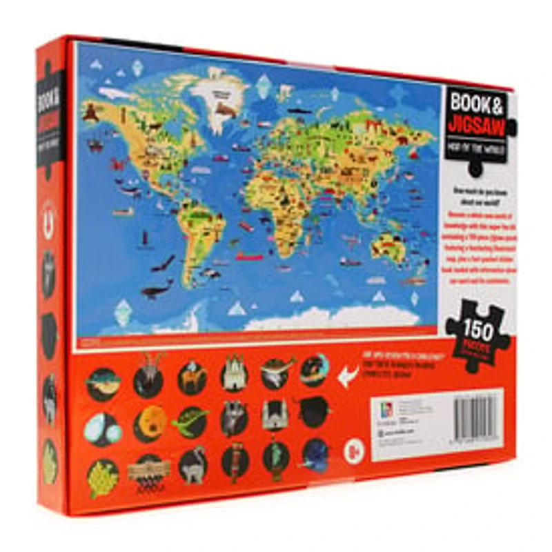 Map Of The World 150-Piece Puzzle & Sticker Book Set