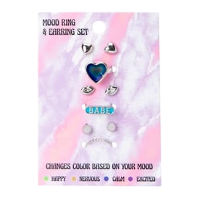 Mood Ring & Earrings 6-Piece Jewelry Set