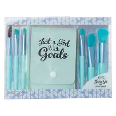 Makeup Brush Set & Travel Pouch 7-Piece