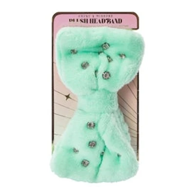 Rhinestone Plush Headband - Green