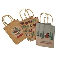 6-Pack Small Holiday Kraft Gift Bags 4.5in x 6.5in