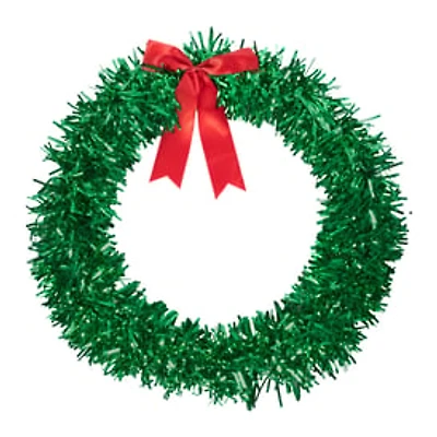 Glittering Tinsel Wreath With Bow