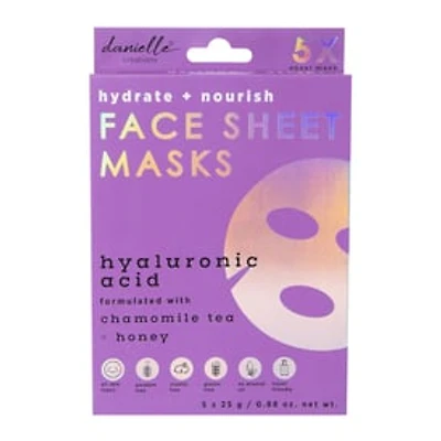 Danielle Creations® Hyaluronic Acid Face Sheet Masks 5-Count