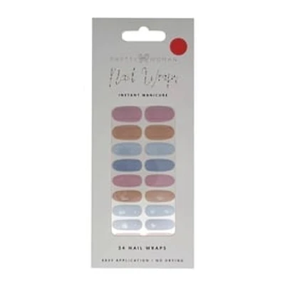 Pretty Woman Nail Wraps 24-Count - Brown, Pink & Blue