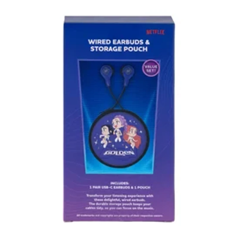 KPop Demon Hunters Wired Earbuds & Storage Pouch Value Set