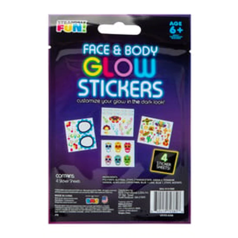 Face and Body Glow Stickers Pack 4-Sheets