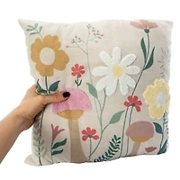 Embroidered Floral Throw Pillow 16in x