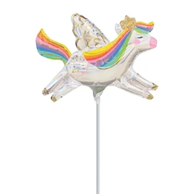 14in Holographic Unicorn Stick Balloon