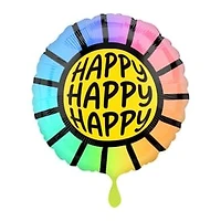 INFLATED 'Happy Happy Happy' Balloon 18in
