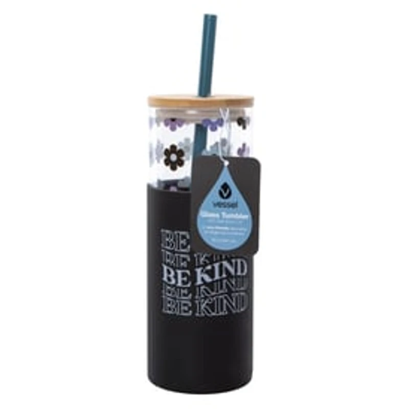Silicone Glass Tumbler With Bamboo Lid 20oz