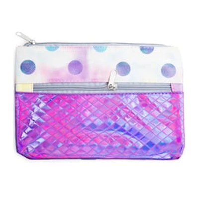 Iridescent Double Zipper Pencil Pouch