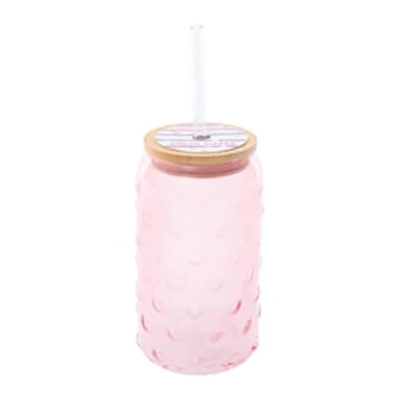 Textured Glass Tumbler With Lid 20oz