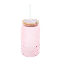 Textured Glass Tumbler With Lid 20oz