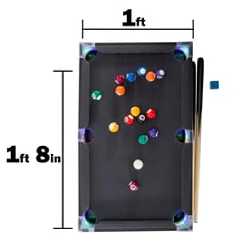 Tabletop Light Up Pool Table 20in x 12in