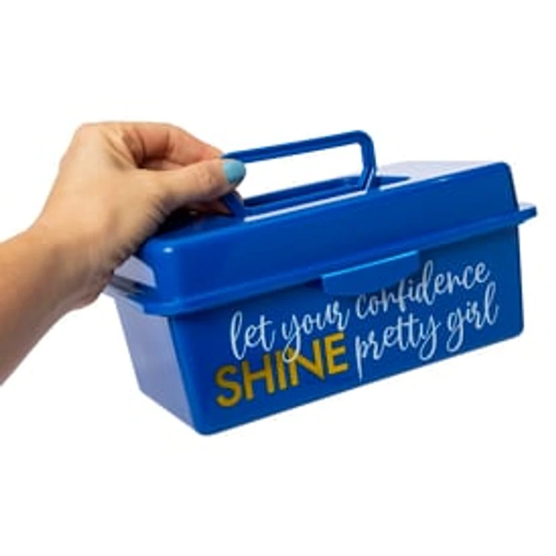 Storage Box With Organizer Tray 9.6in - Let Your Confidence Shine Pretty Girl