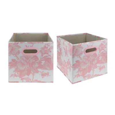 Toile Print Cube Storage Bins 2-Pack