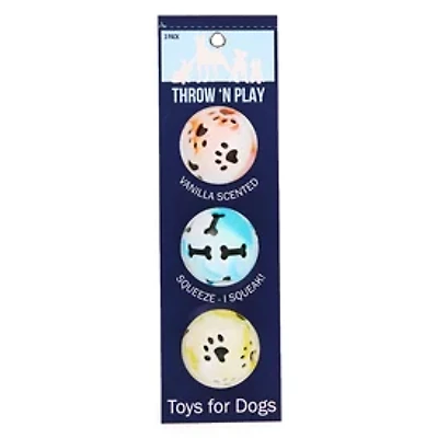 Squeaky Ball Dog Toys 3-Count