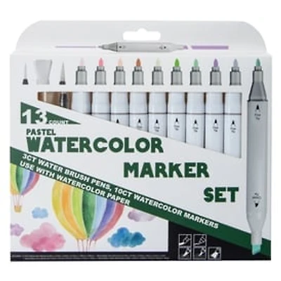 Dual-Tip Watercolor Marker Drawing Set 13-Count