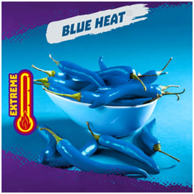 Takis Blue Heat Rolled Tortilla Chips, Hot Chili Pepper Artificially Flavored, 9.9oz Bag