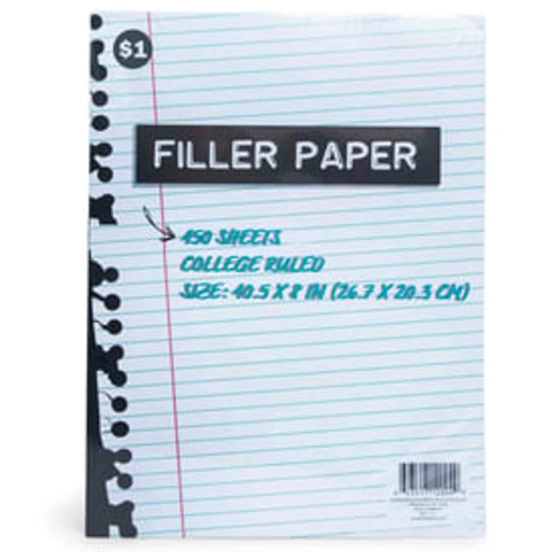 Wide Ruled Filler Paper 150 Sheets