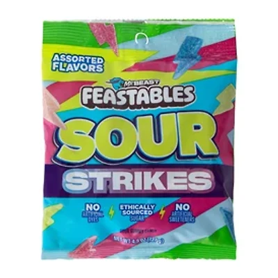Mr. Beast Feastables Assorted Flavors Sour Strikes Gummy Candy 4.5oz
