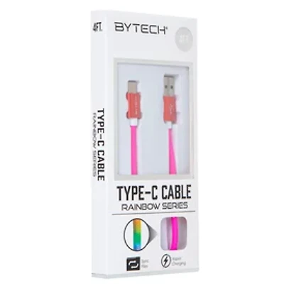 4ft Neon Rainbow USB-C Cable