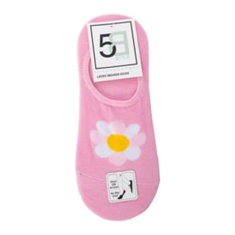 Ladies Flower No-Show Socks 5-Pack
