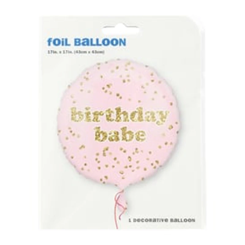 INFLATED Glitter 'Birthday Babe' Round Foil Balloon 18in