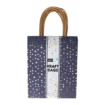 6-Count Navy & Gold Medium Kraft Paper Gift Bags 7in x 9in