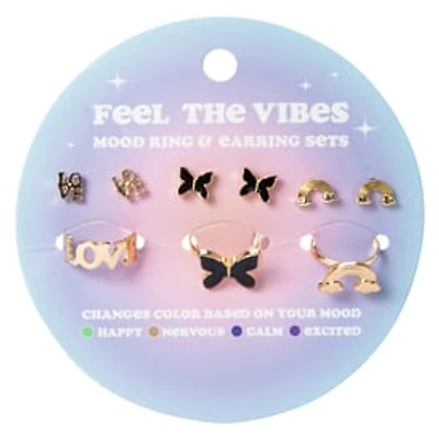 Mood Ring & Earring 6-Piece Set
