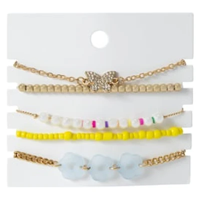 Beaded Bracelets 5-Count - Blue Flower
