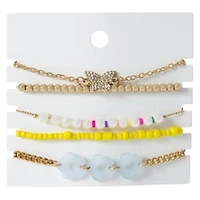 Beaded Bracelets 5-Count - Blue Flower