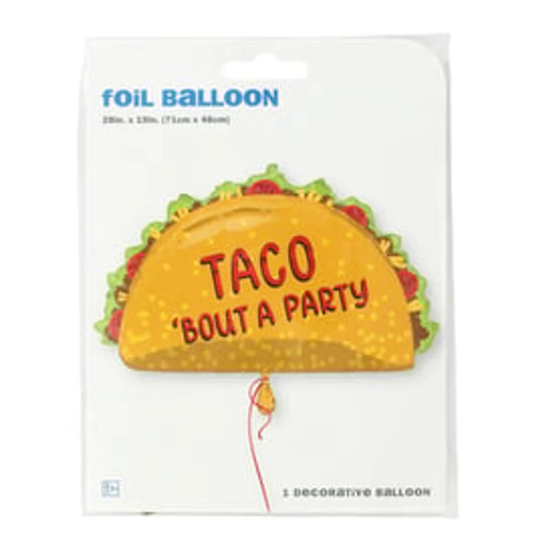 INFLATED 'Taco 'Bout A Party' Taco Shaped Balloon 28in