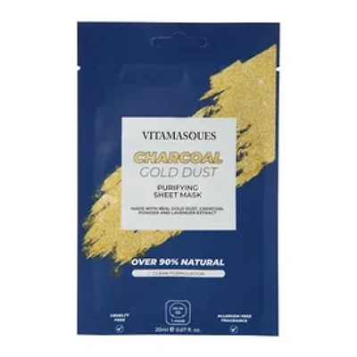 Vitamasques Charcoal Gold Dust Sheet Mask 0.67oz