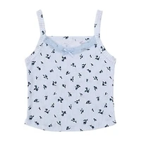 Juniors Floral Rib Tank Top