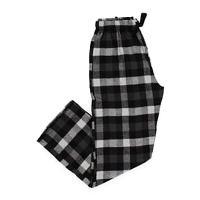 Young Men's Black & White Buffalo Plaid Flannel Lounge Pants